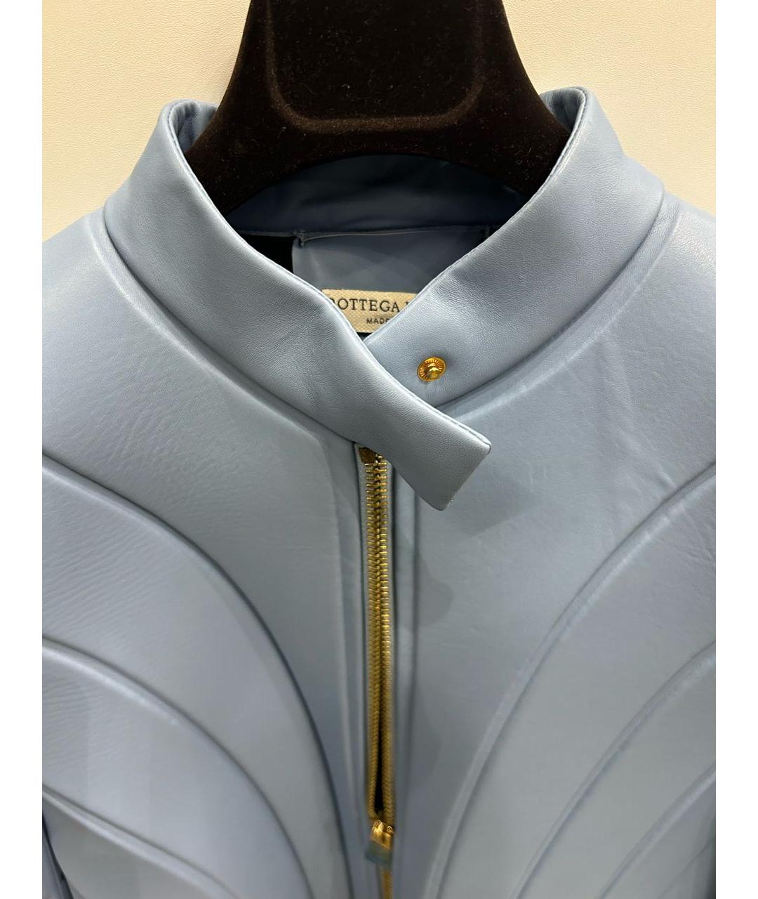 BOTTEGA VENETA Голубая кожаная куртка, фото 4