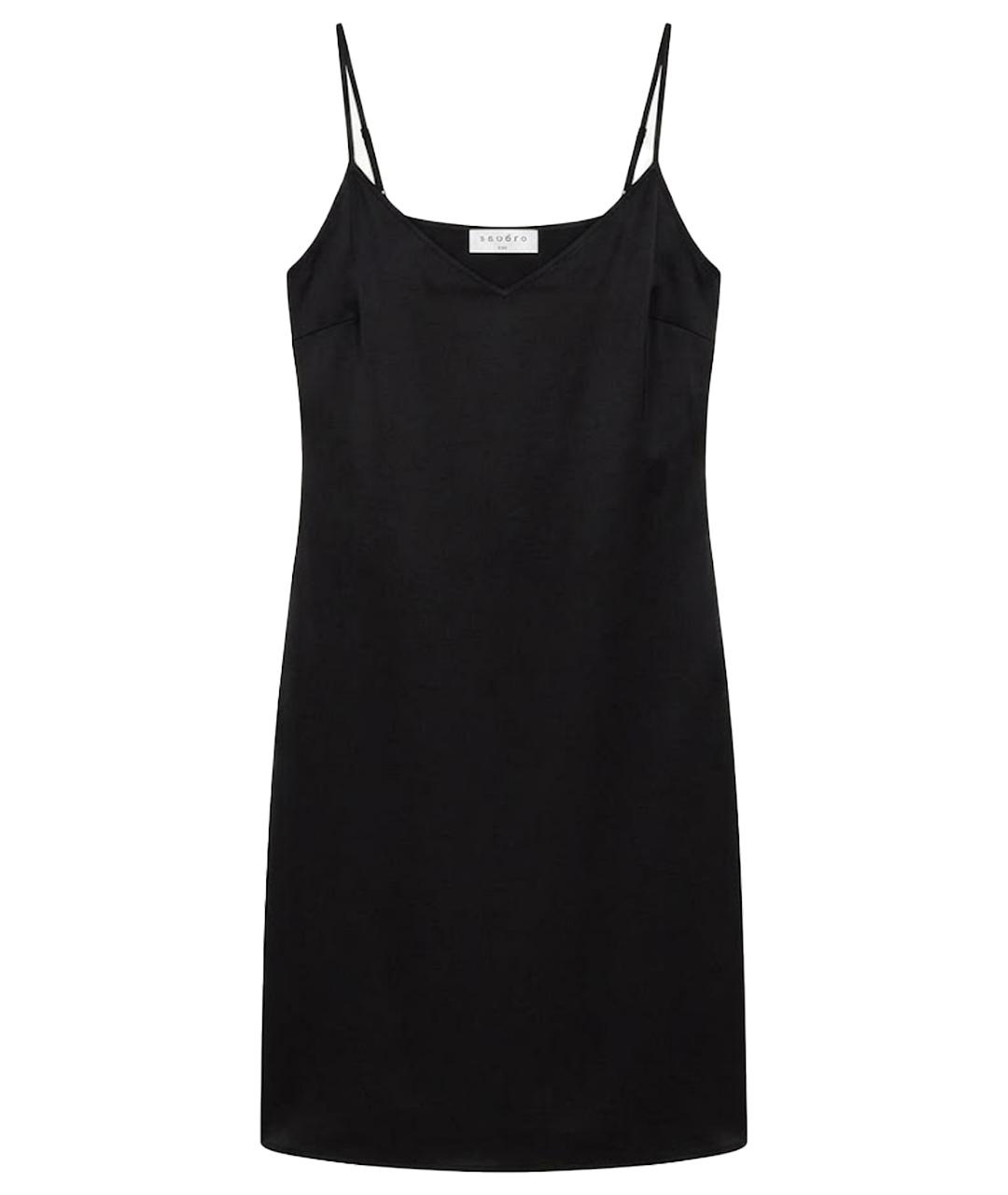 SANDRO Черное полиэстеровое повседневное платье, фото 1