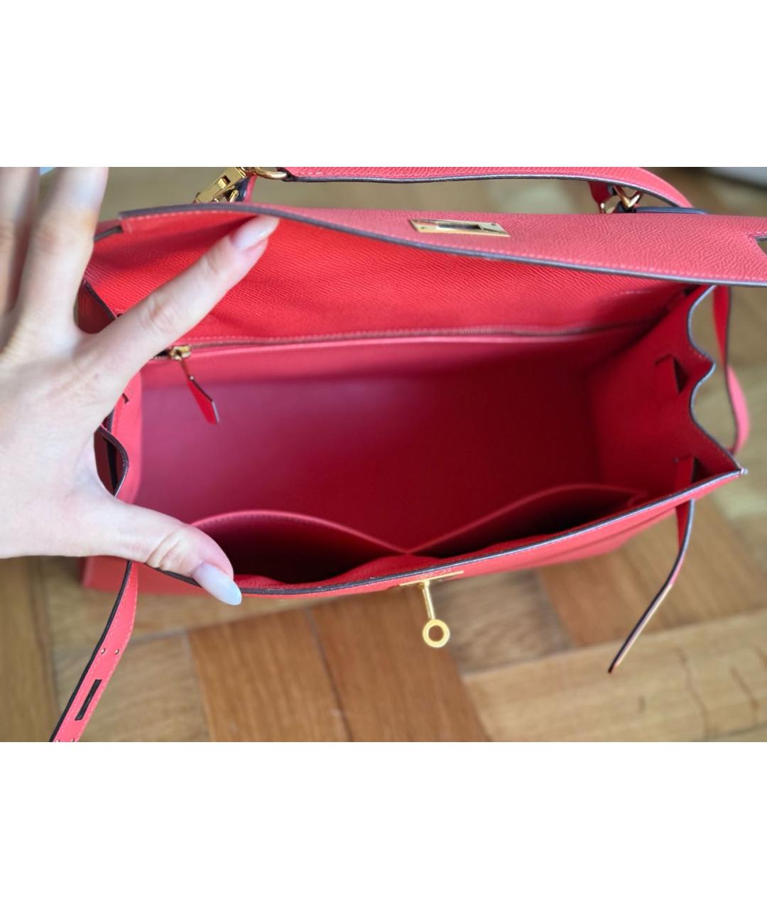 HERMES Розовая кожаная сумка с короткими ручками, фото 4