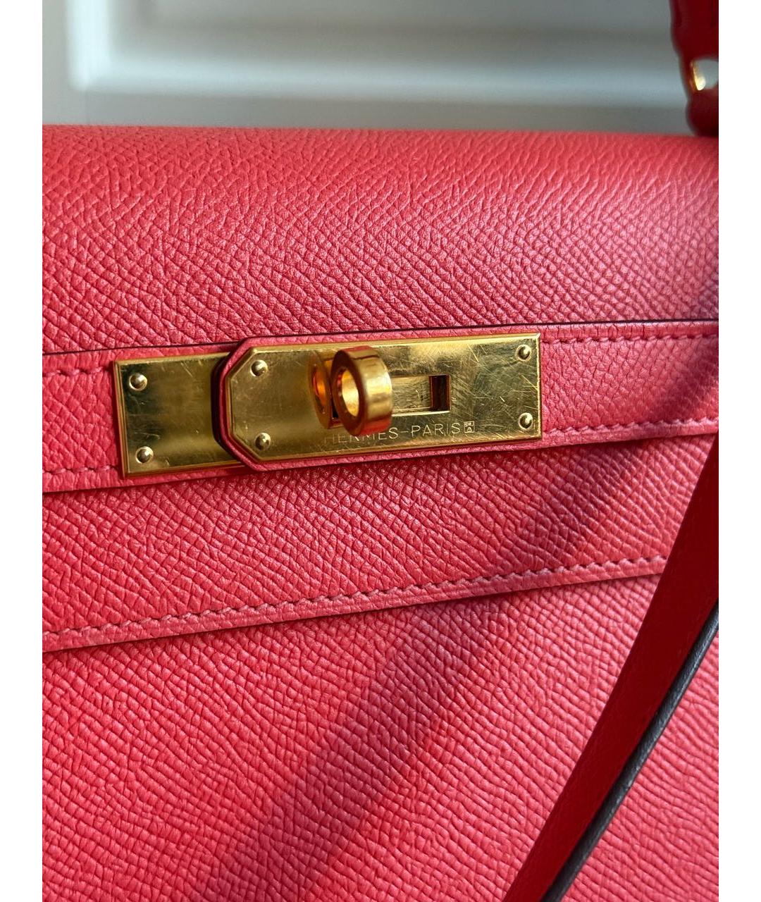 HERMES Розовая кожаная сумка с короткими ручками, фото 7