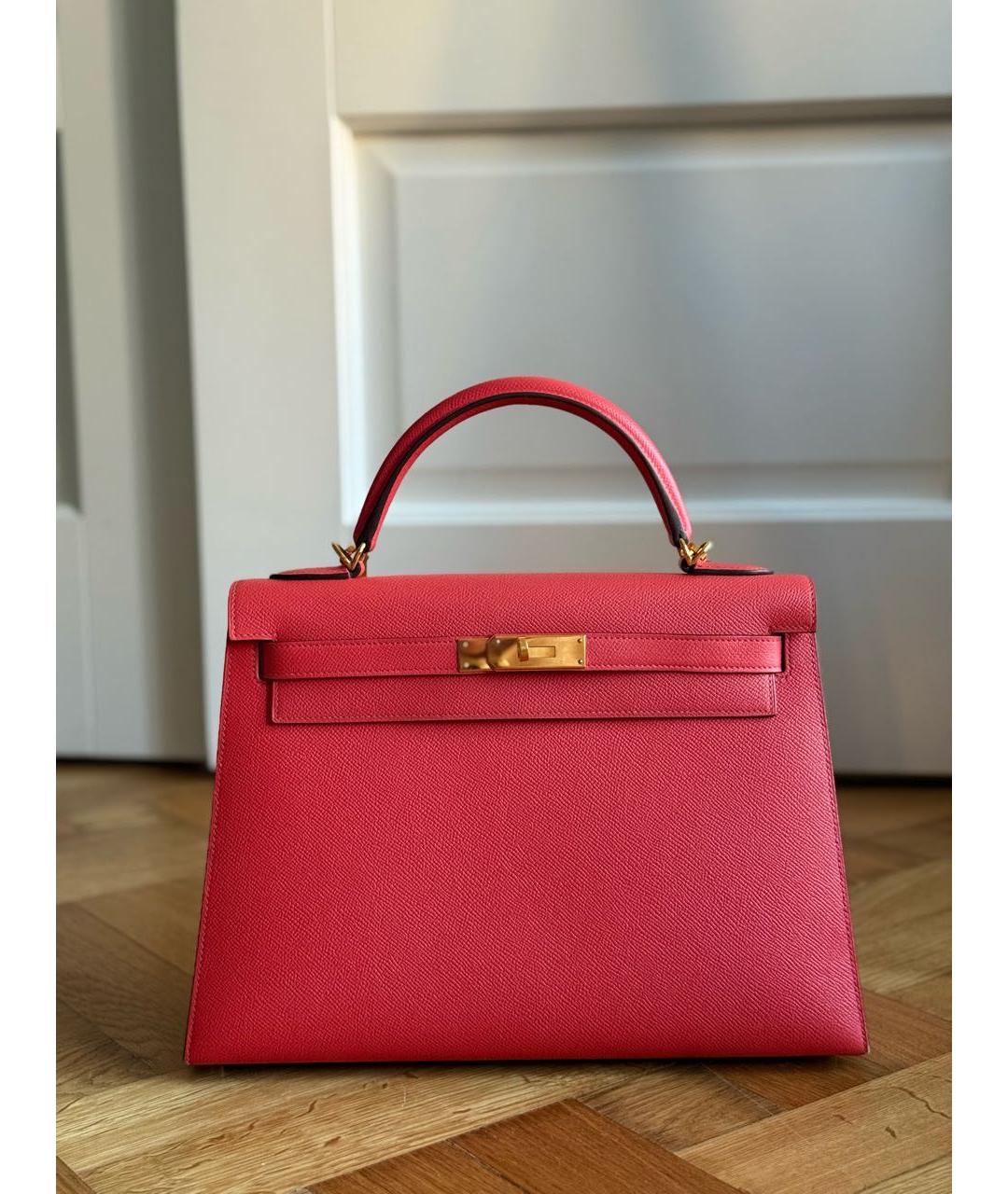 HERMES Розовая кожаная сумка с короткими ручками, фото 9