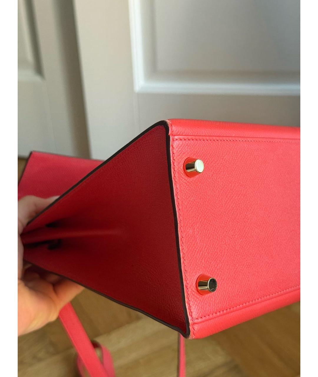 HERMES Розовая кожаная сумка с короткими ручками, фото 8