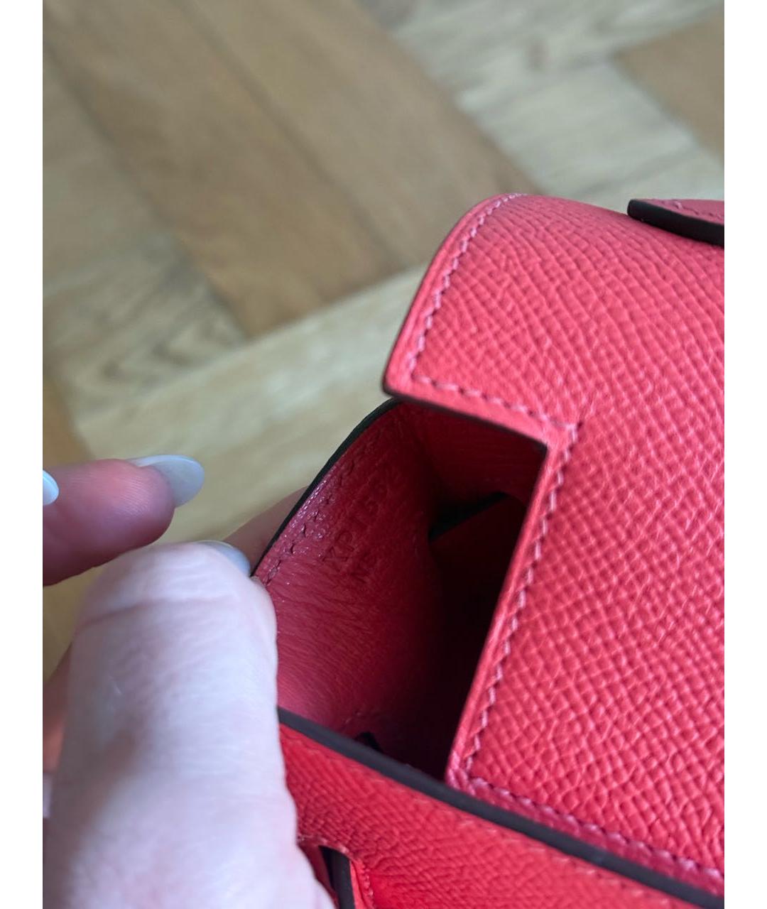 HERMES Розовая кожаная сумка с короткими ручками, фото 6