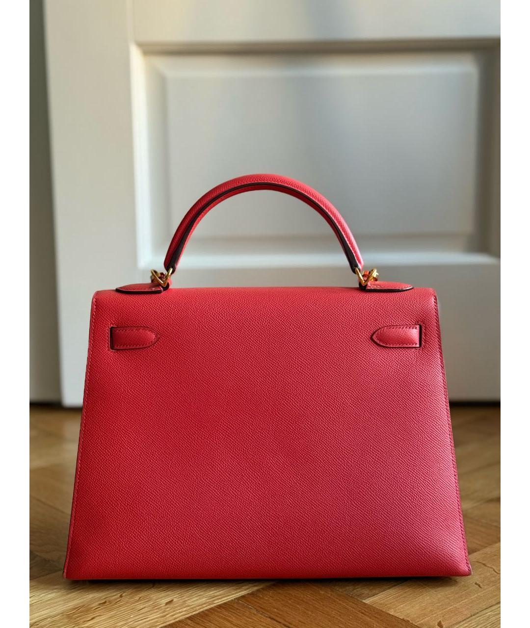 HERMES Розовая кожаная сумка с короткими ручками, фото 3