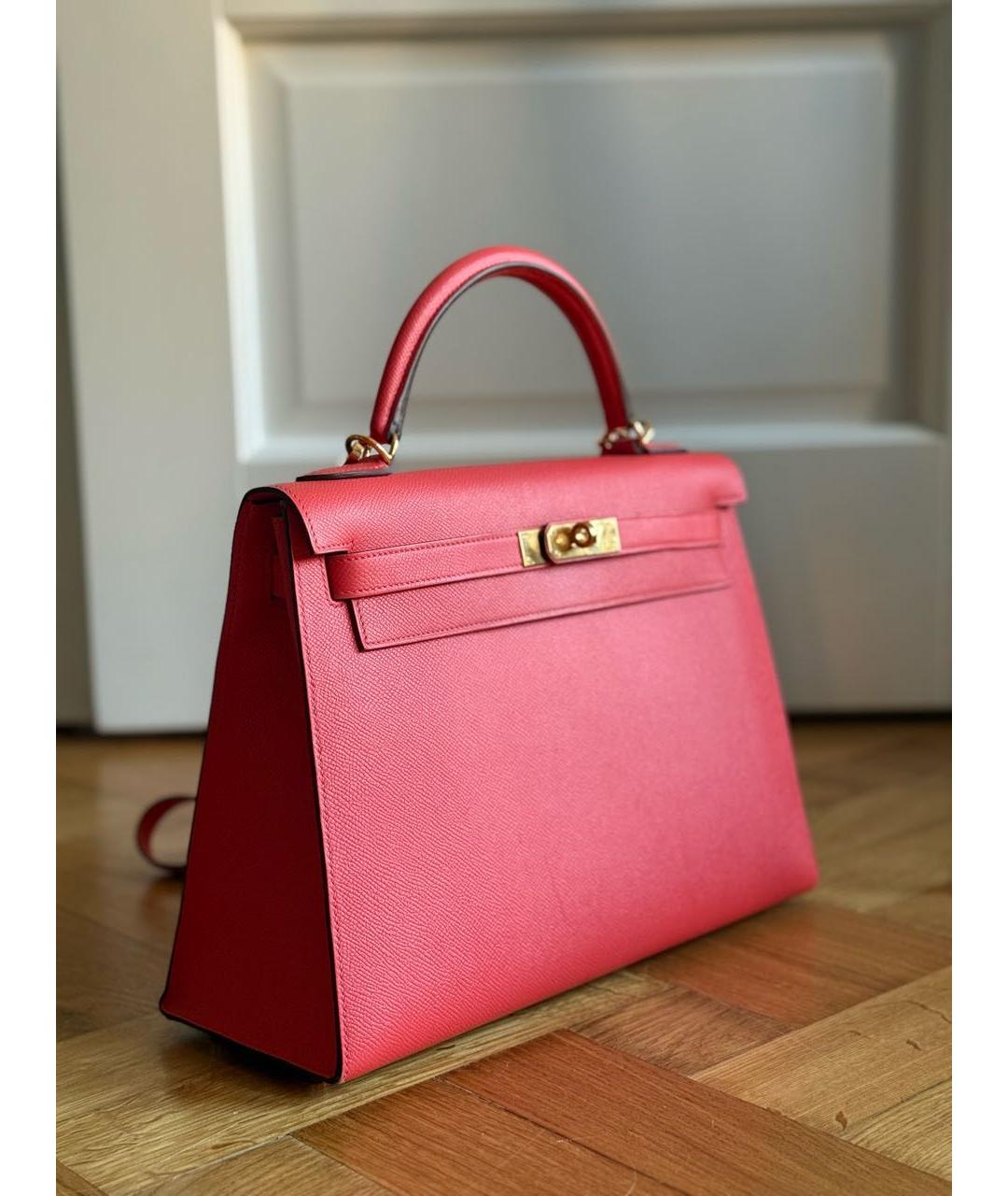 HERMES Розовая кожаная сумка с короткими ручками, фото 2