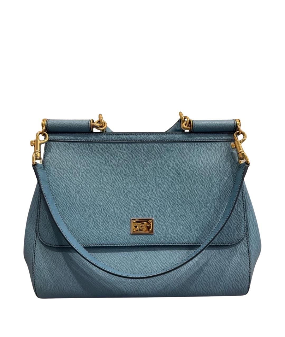 DOLCE&GABBANA Голубая кожаная сумка с короткими ручками, фото 1