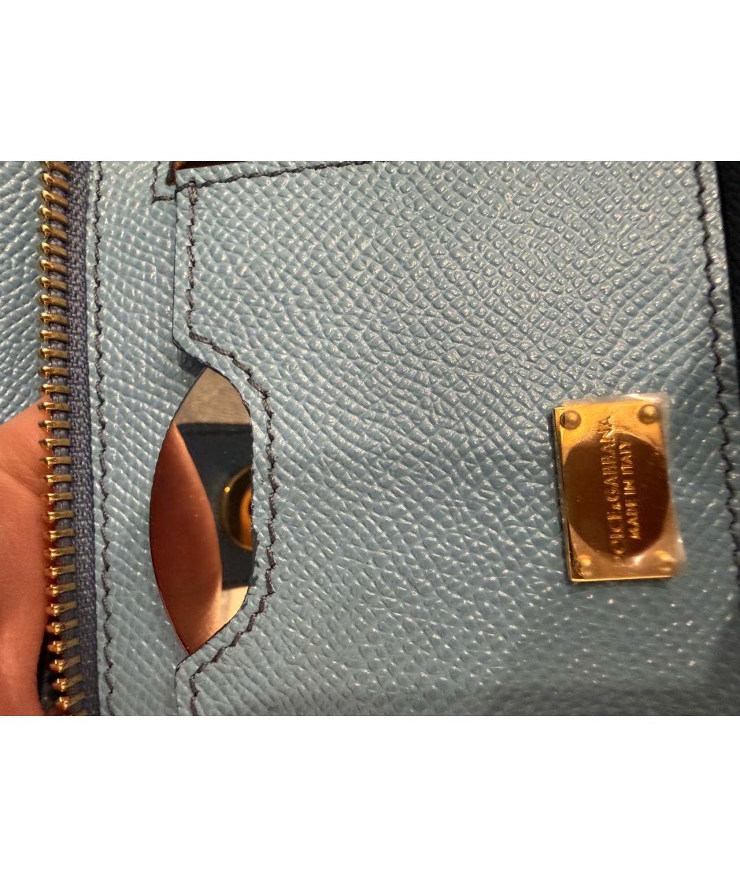 DOLCE&GABBANA Голубая кожаная сумка с короткими ручками, фото 7