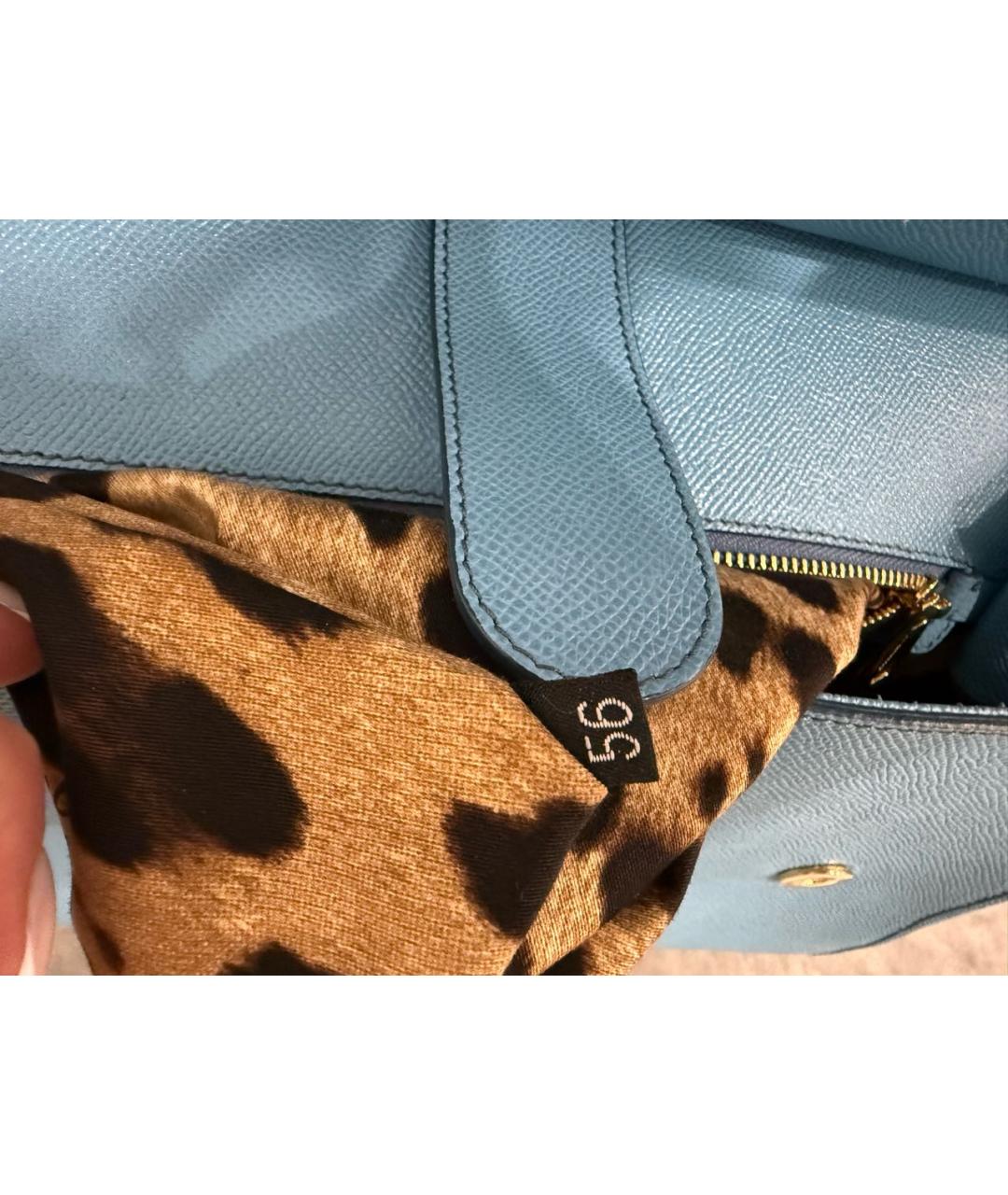 DOLCE&GABBANA Голубая кожаная сумка с короткими ручками, фото 8