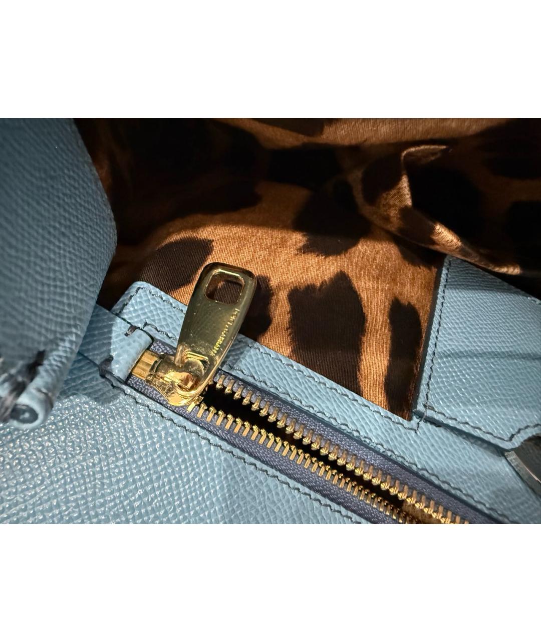 DOLCE&GABBANA Голубая кожаная сумка с короткими ручками, фото 6