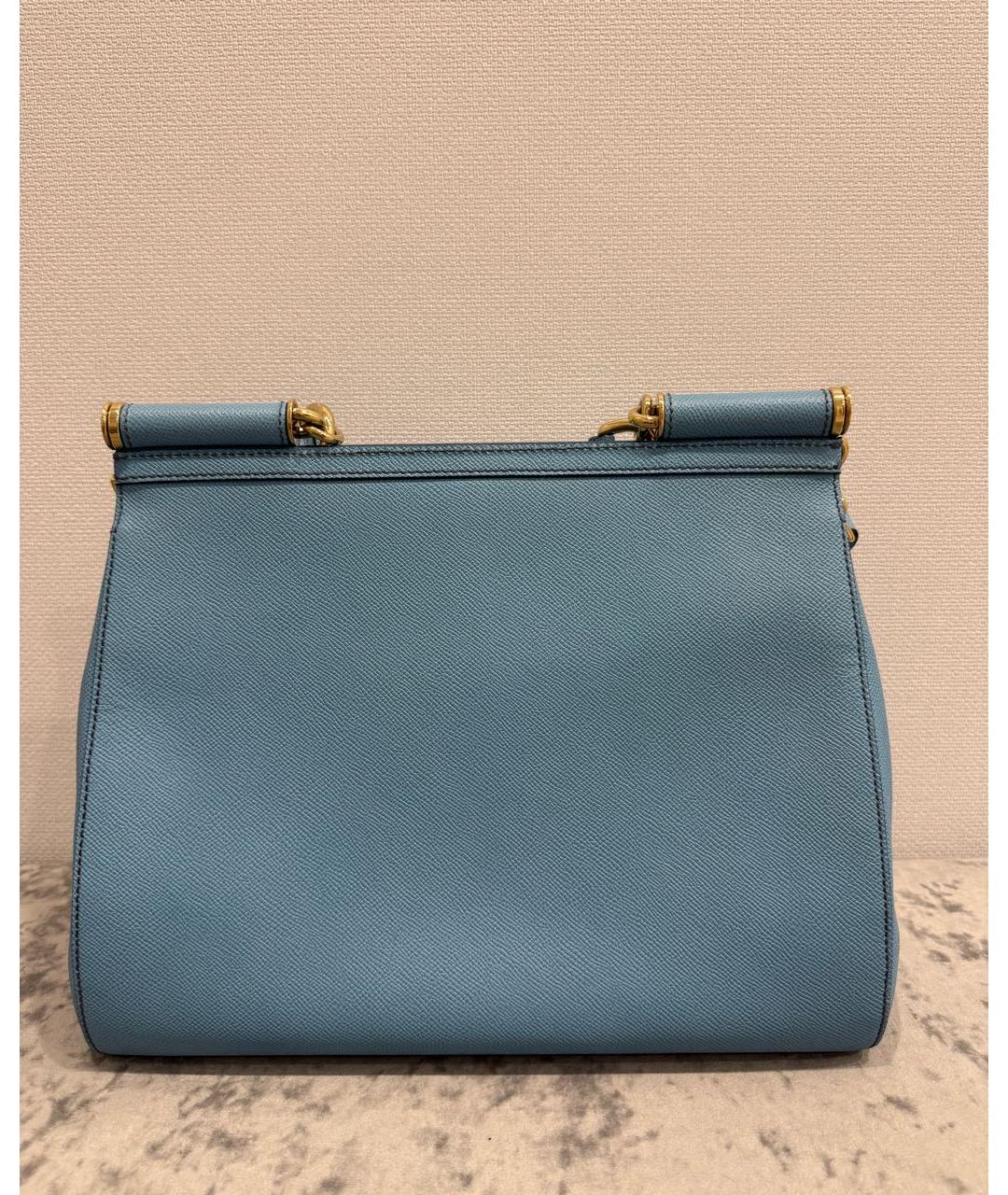 DOLCE&GABBANA Голубая кожаная сумка с короткими ручками, фото 3