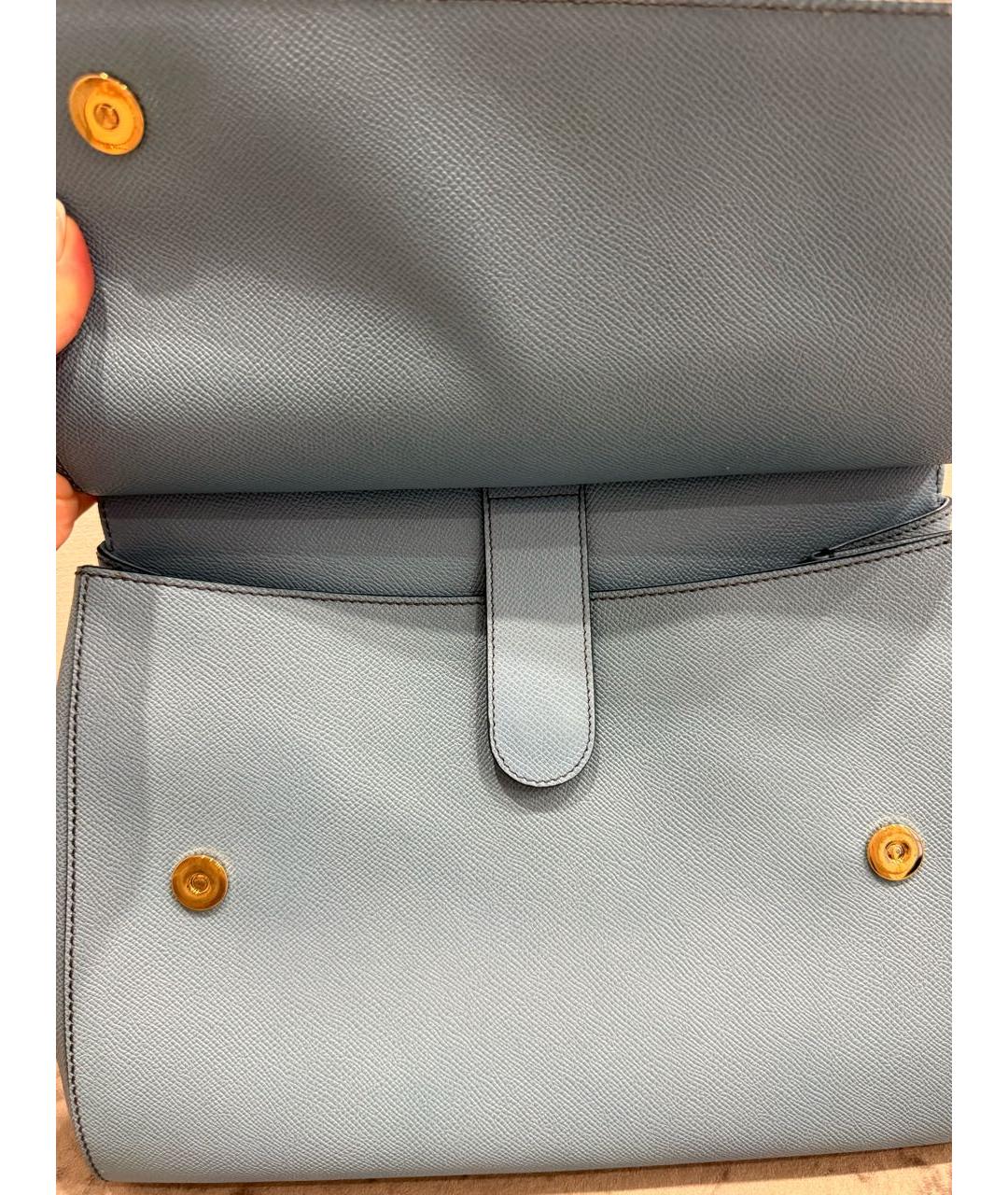 DOLCE&GABBANA Голубая кожаная сумка с короткими ручками, фото 5