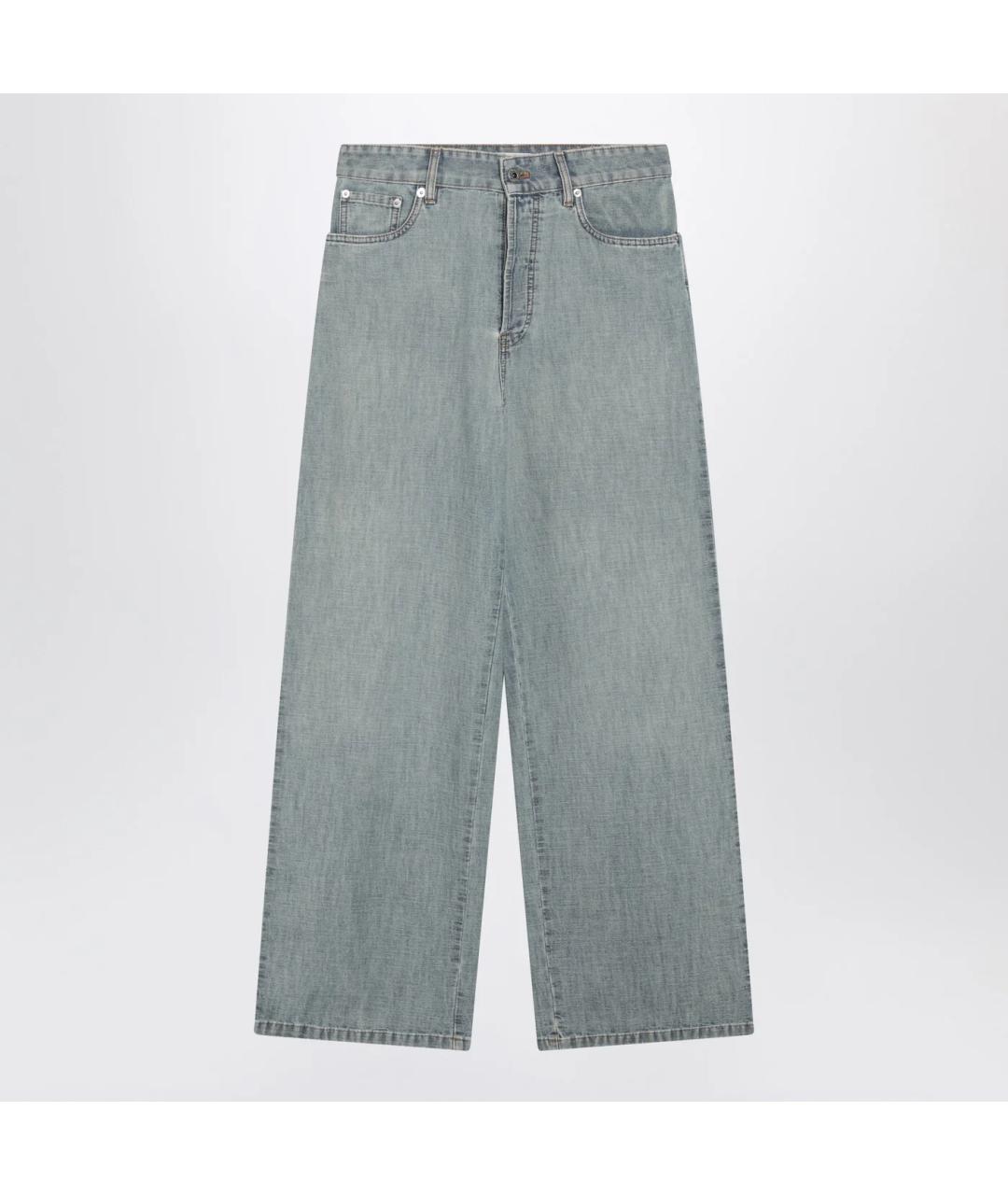 MIU MIU Голубые хлопковые прямые джинсы, фото 3