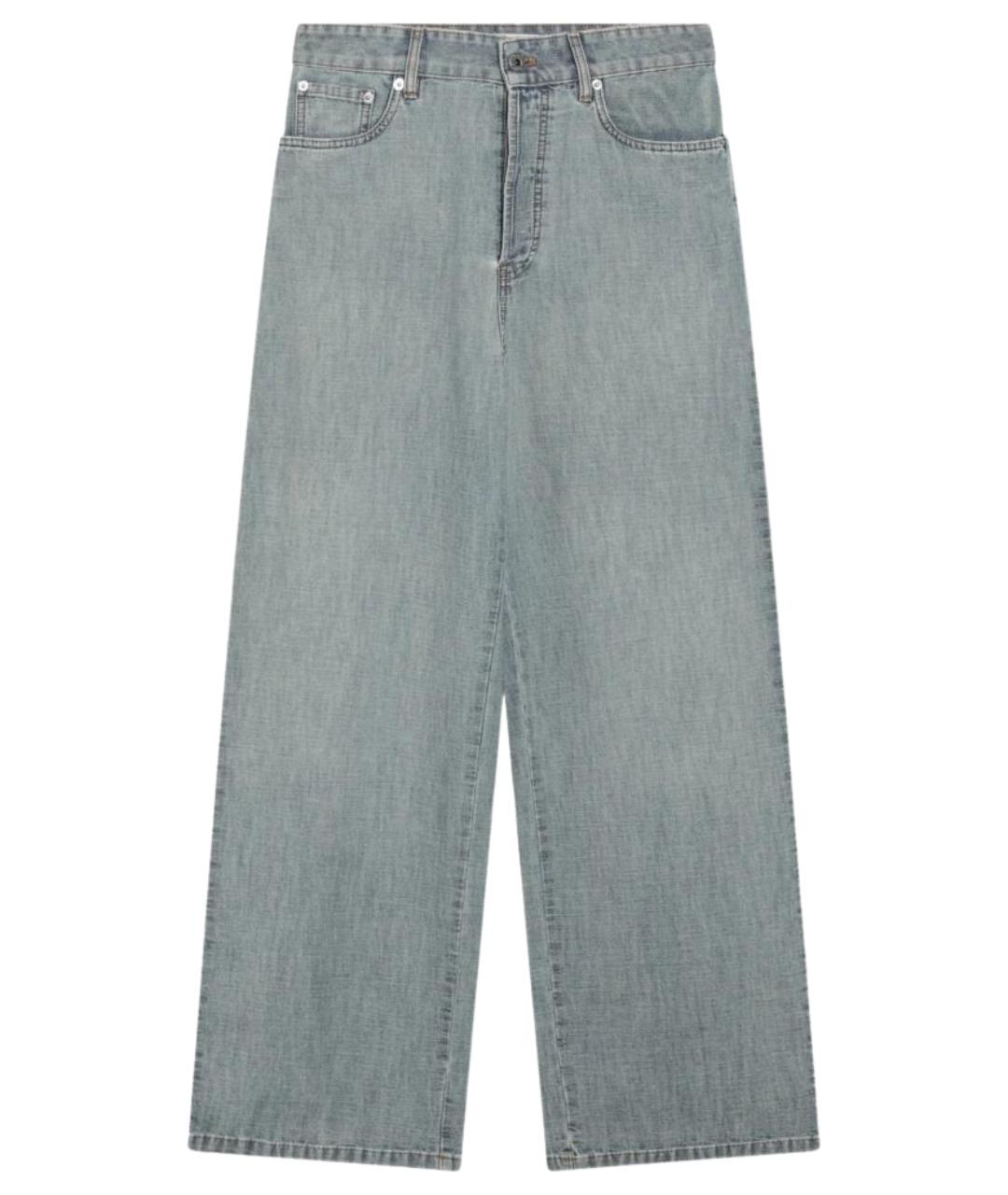 MIU MIU Голубые хлопковые прямые джинсы, фото 1