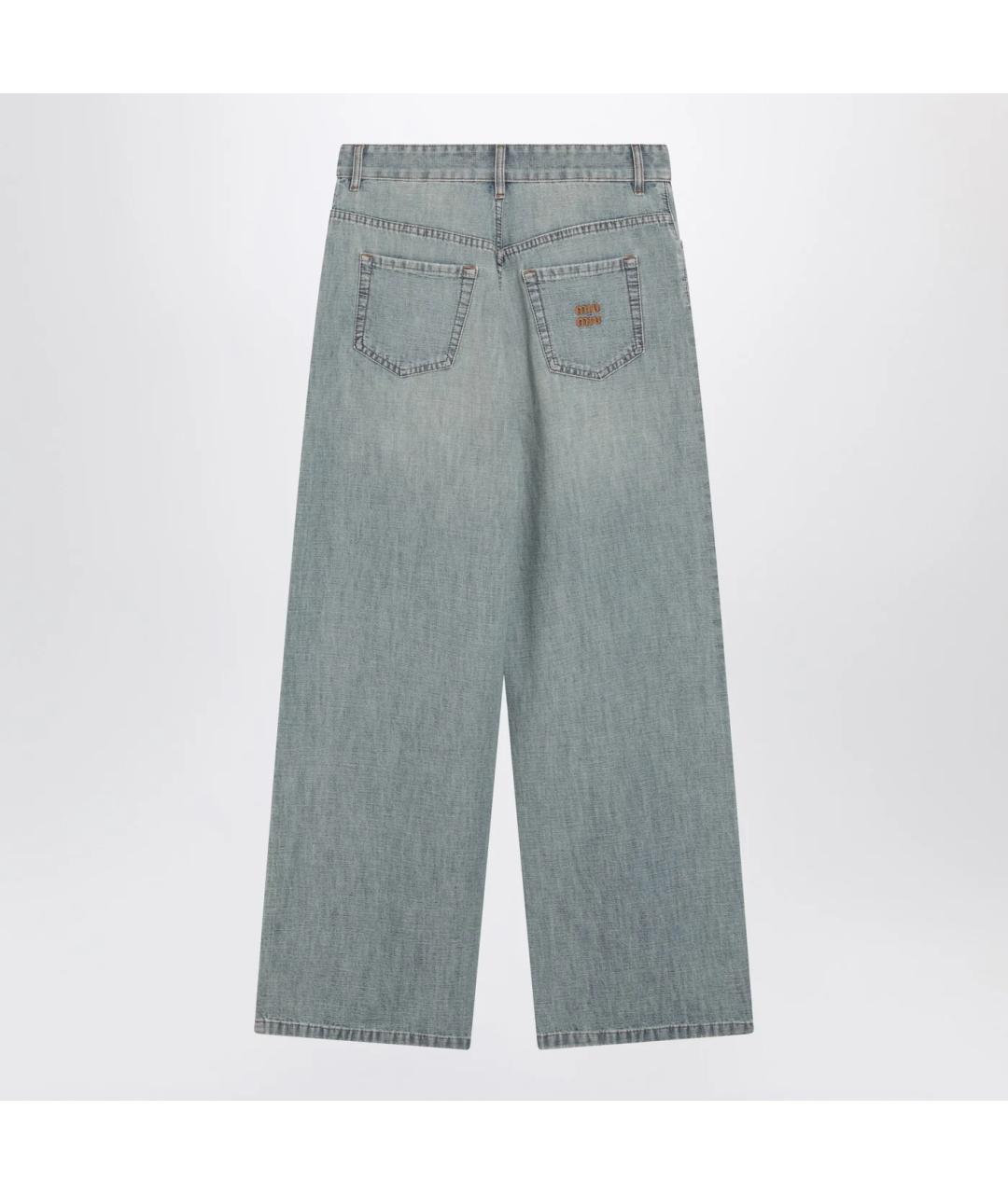 MIU MIU Голубые хлопковые прямые джинсы, фото 2