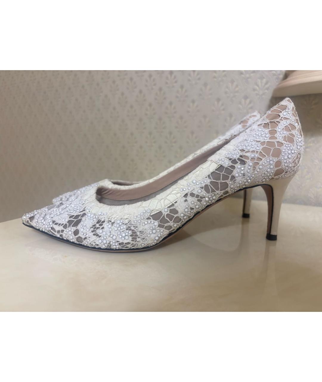 VALENTINO Белые текстильные свадебные туфли на низком каблуке, фото 6
