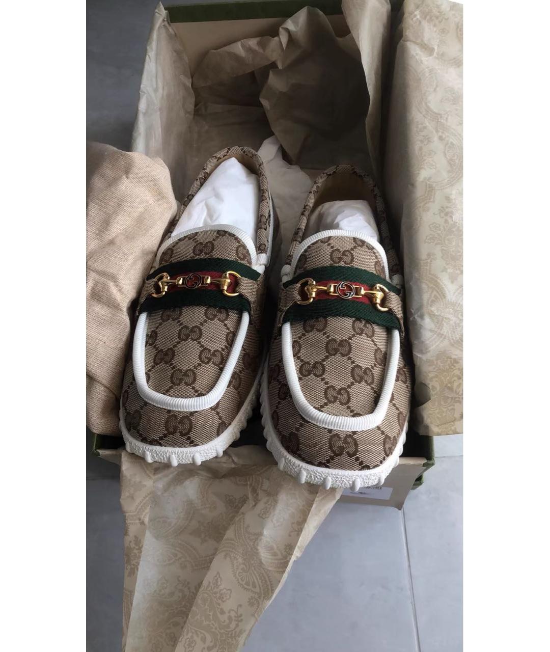 GUCCI Бежевые мокасины, фото 4