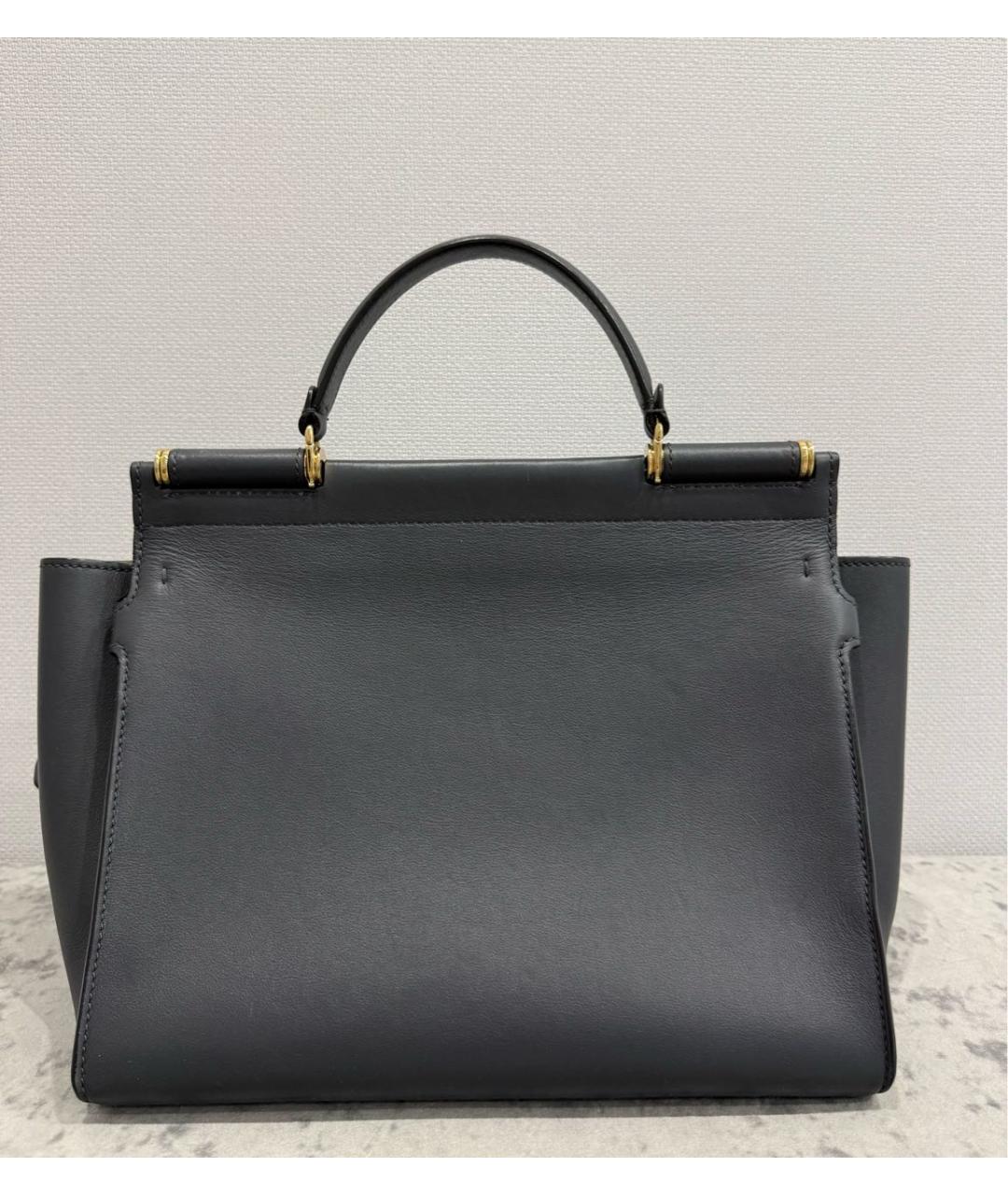 DOLCE&GABBANA Серая кожаная сумка с короткими ручками, фото 3