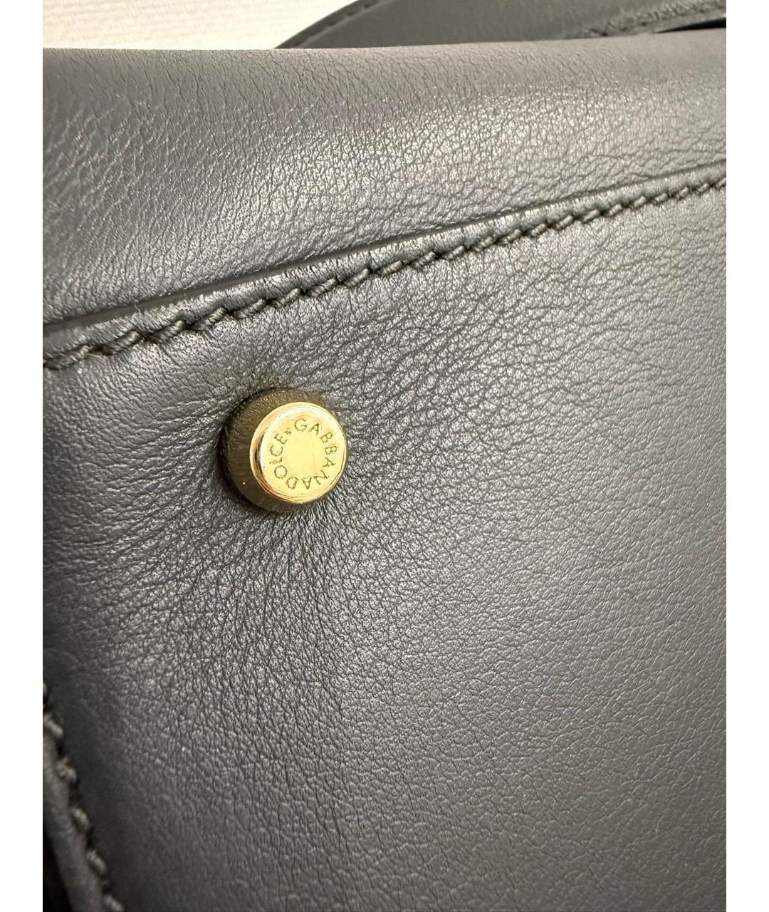 DOLCE&GABBANA Серая кожаная сумка с короткими ручками, фото 8