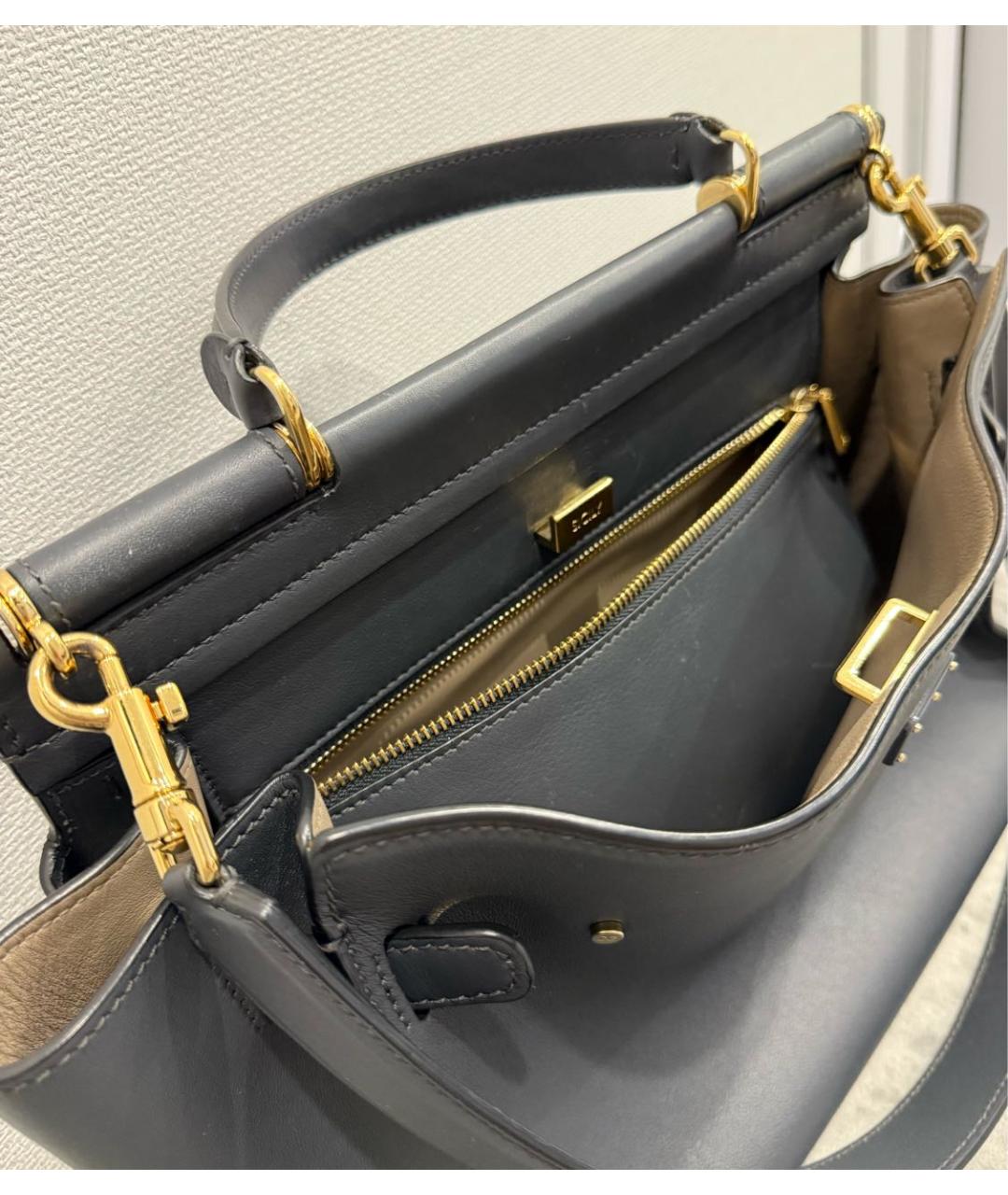 DOLCE&GABBANA Серая кожаная сумка с короткими ручками, фото 4