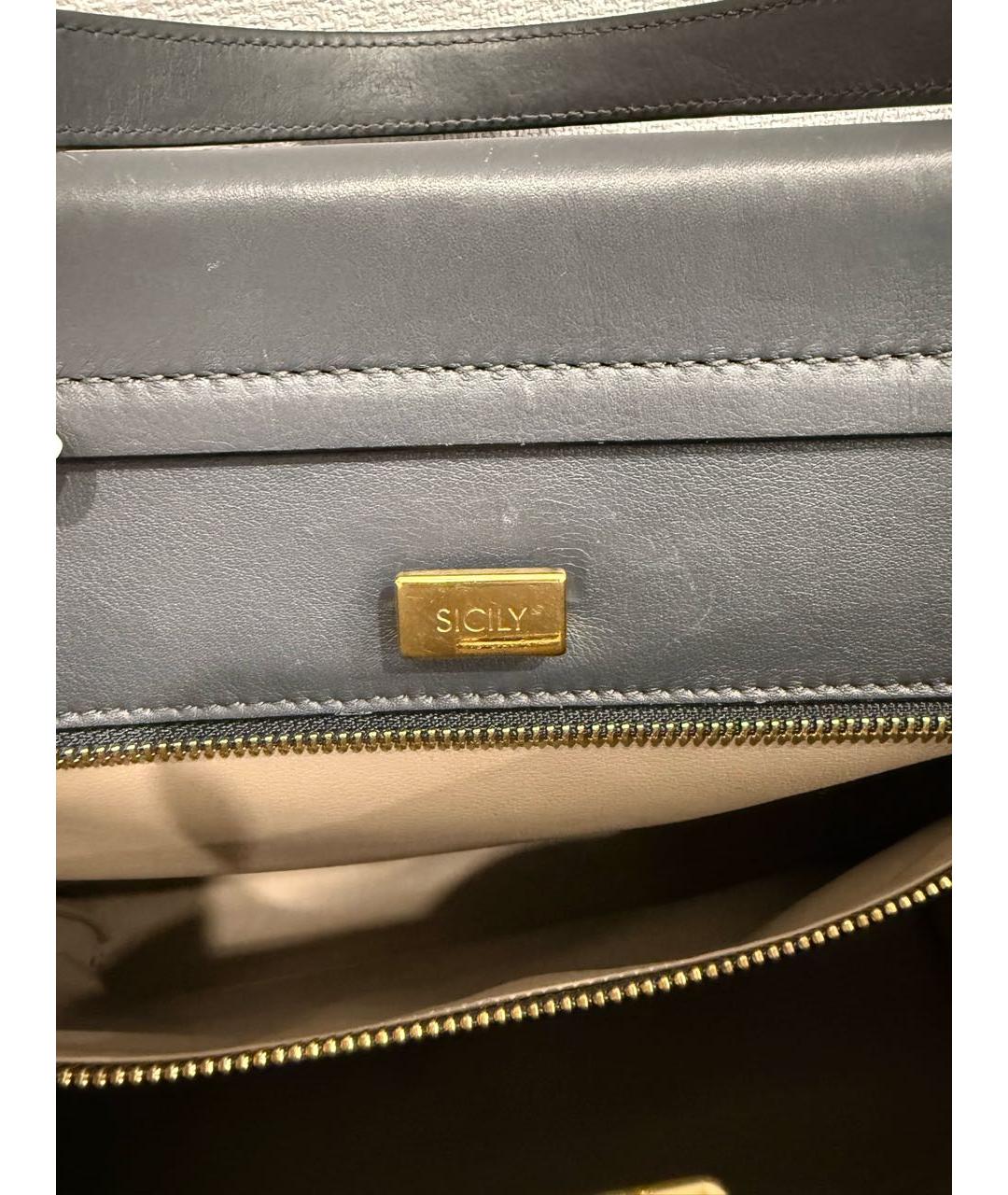 DOLCE&GABBANA Серая кожаная сумка с короткими ручками, фото 7