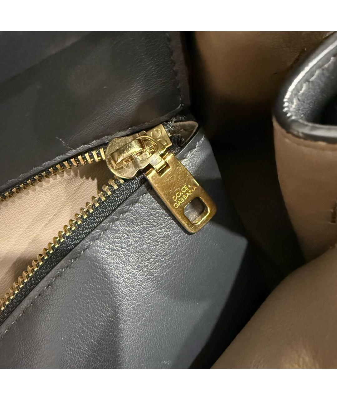 DOLCE&GABBANA Серая кожаная сумка с короткими ручками, фото 6