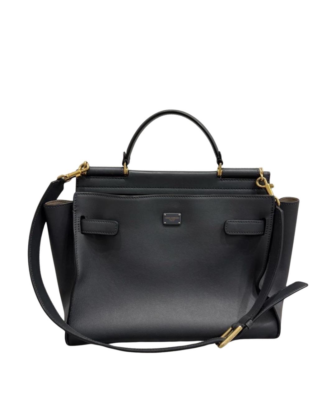 DOLCE&GABBANA Серая кожаная сумка с короткими ручками, фото 1