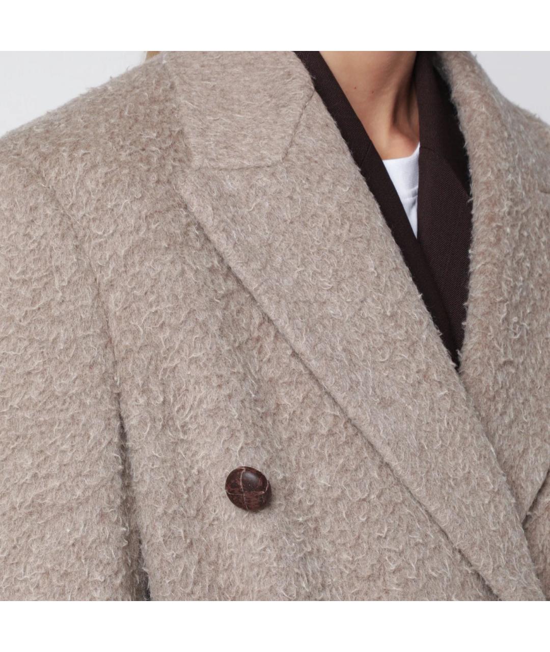 GOLDEN GOOSE DELUXE BRAND Бежевое шерстяное пальто, фото 2