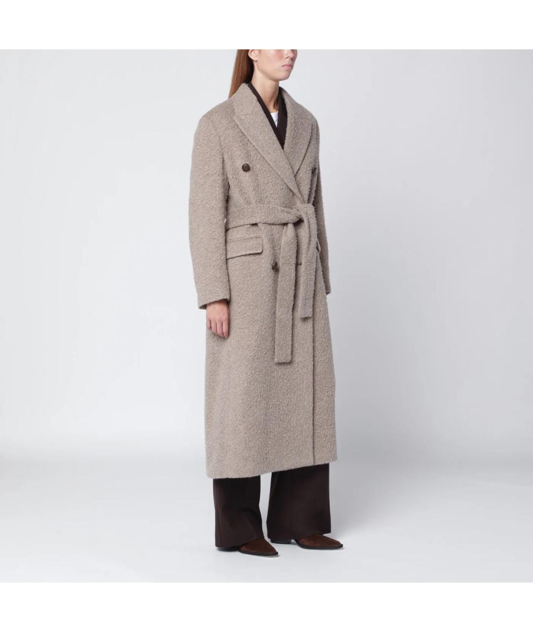 GOLDEN GOOSE DELUXE BRAND Бежевое шерстяное пальто, фото 3