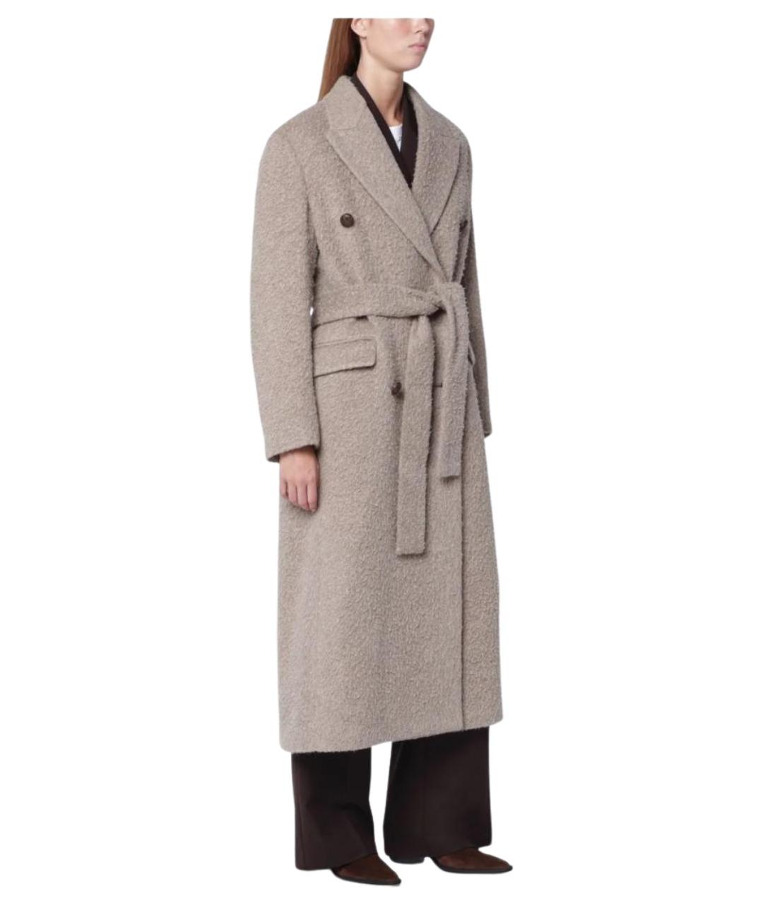 GOLDEN GOOSE DELUXE BRAND Бежевое шерстяное пальто, фото 1