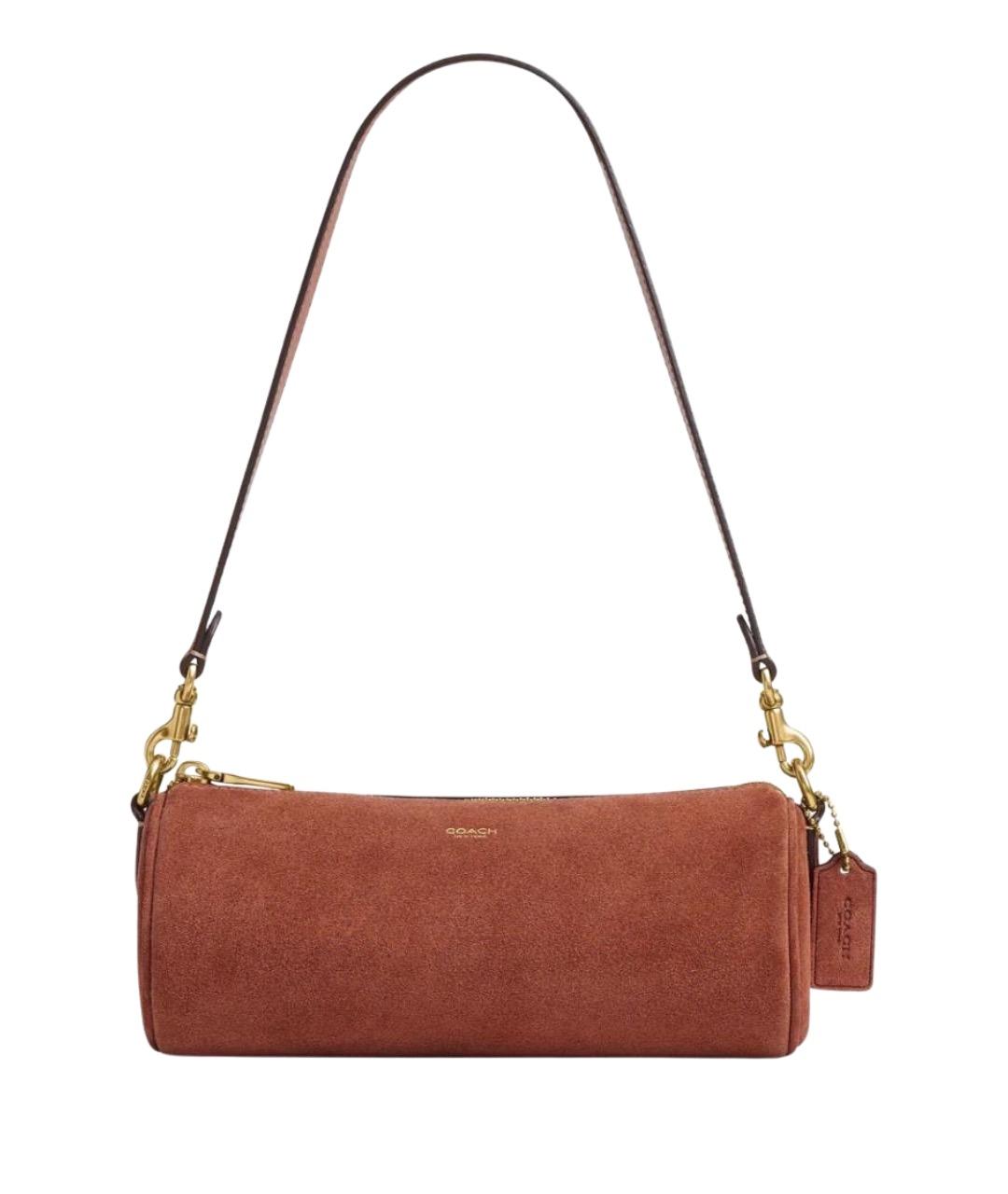 COACH Коралловая замшевая сумка с короткими ручками, фото 1