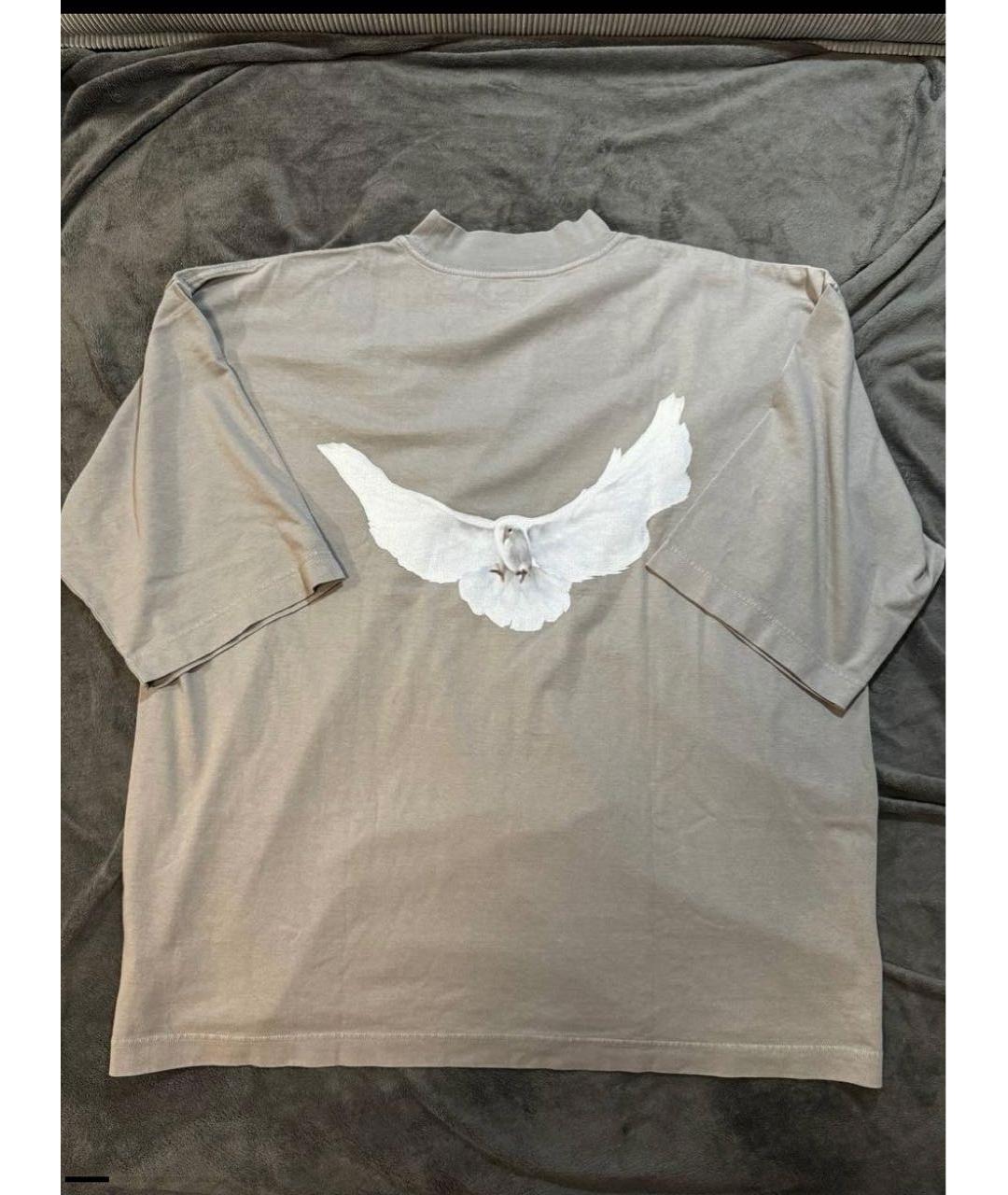 YEEZY Бежевая хлопковая футболка, фото 2