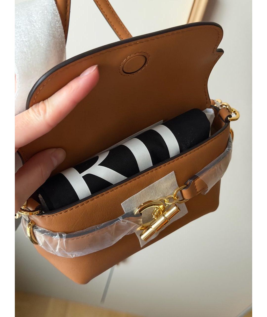 RALPH LAUREN Коричневая кожаная сумка через плечо, фото 5