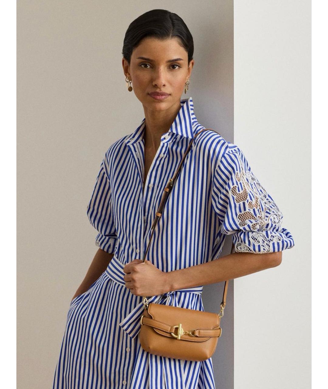 RALPH LAUREN Коричневая кожаная сумка через плечо, фото 8