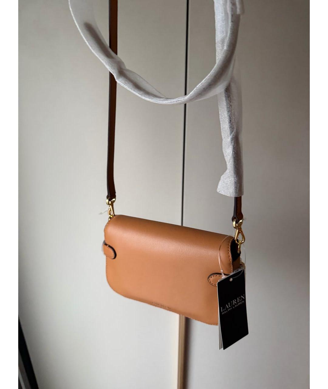 RALPH LAUREN Коричневая кожаная сумка через плечо, фото 4