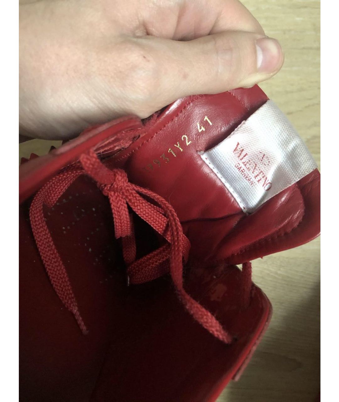 VALENTINO GARAVANI Красные кожаные низкие кроссовки / кеды, фото 3
