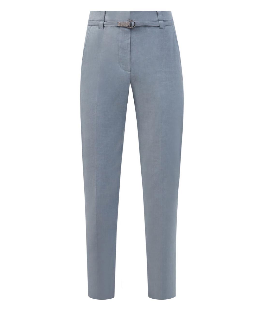 BRUNELLO CUCINELLI Серые льняные прямые брюки, фото 3