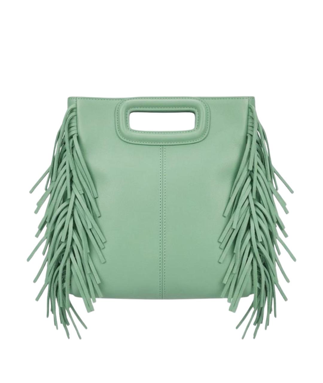 MAJE Салатовая кожаная сумка с короткими ручками, фото 1