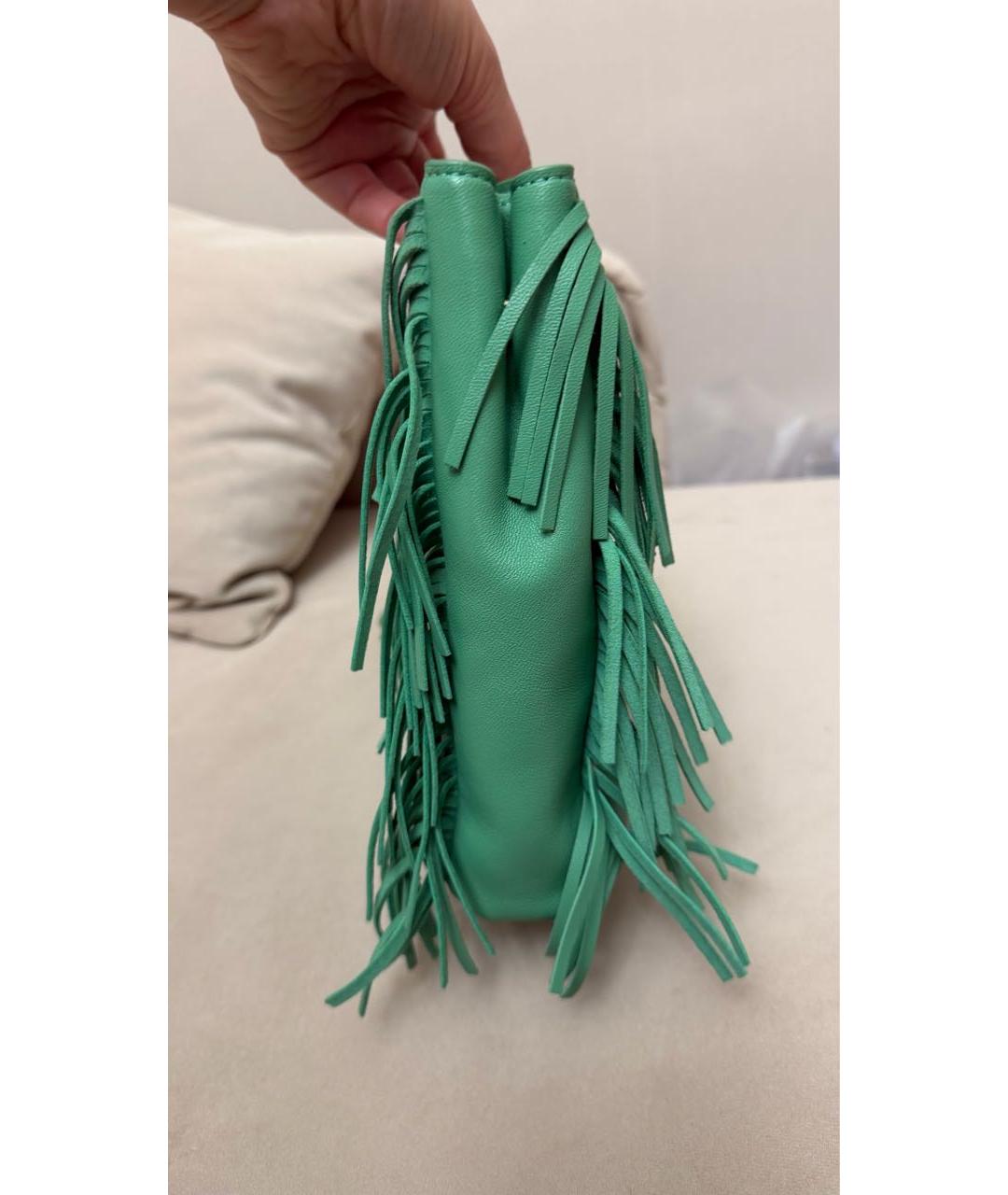 MAJE Салатовая кожаная сумка с короткими ручками, фото 4