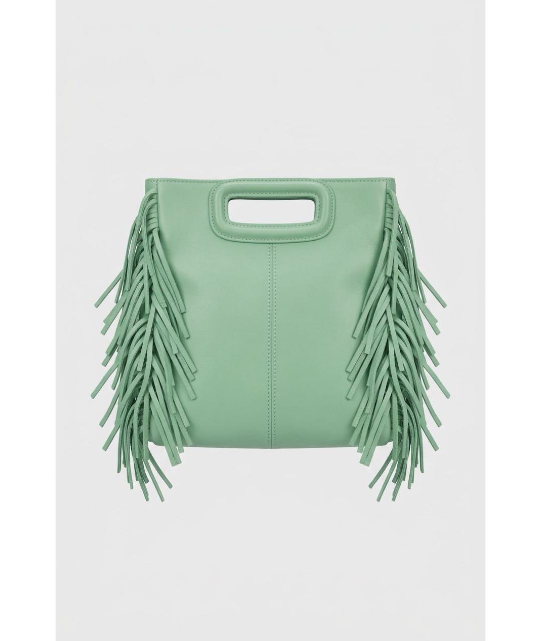 MAJE Салатовая кожаная сумка с короткими ручками, фото 7