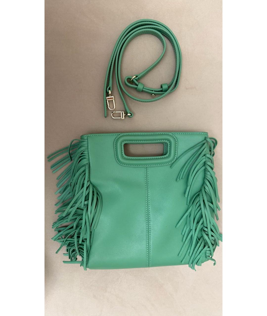 MAJE Салатовая кожаная сумка с короткими ручками, фото 3