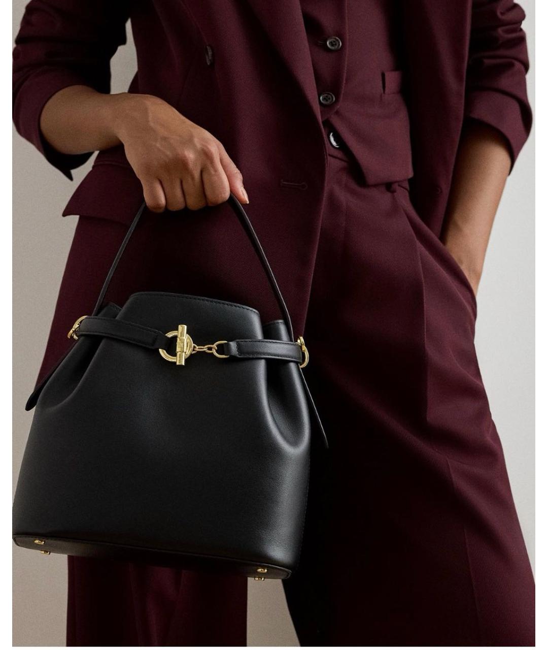 RALPH LAUREN Черная кожаная сумка через плечо, фото 8