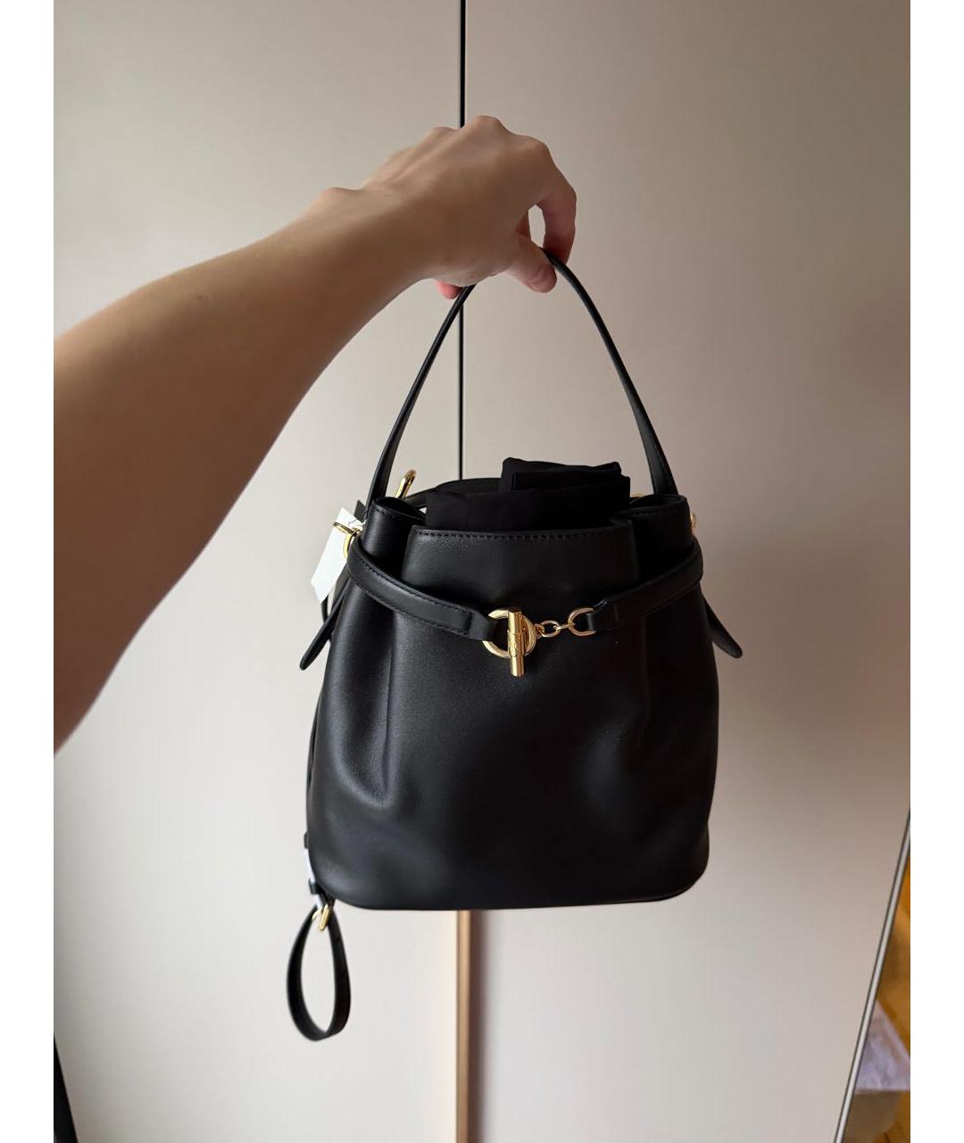 RALPH LAUREN Черная кожаная сумка через плечо, фото 5