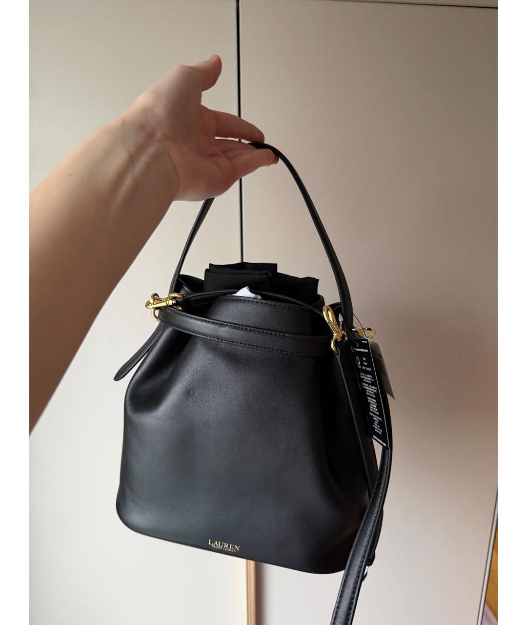 RALPH LAUREN Черная кожаная сумка через плечо, фото 6