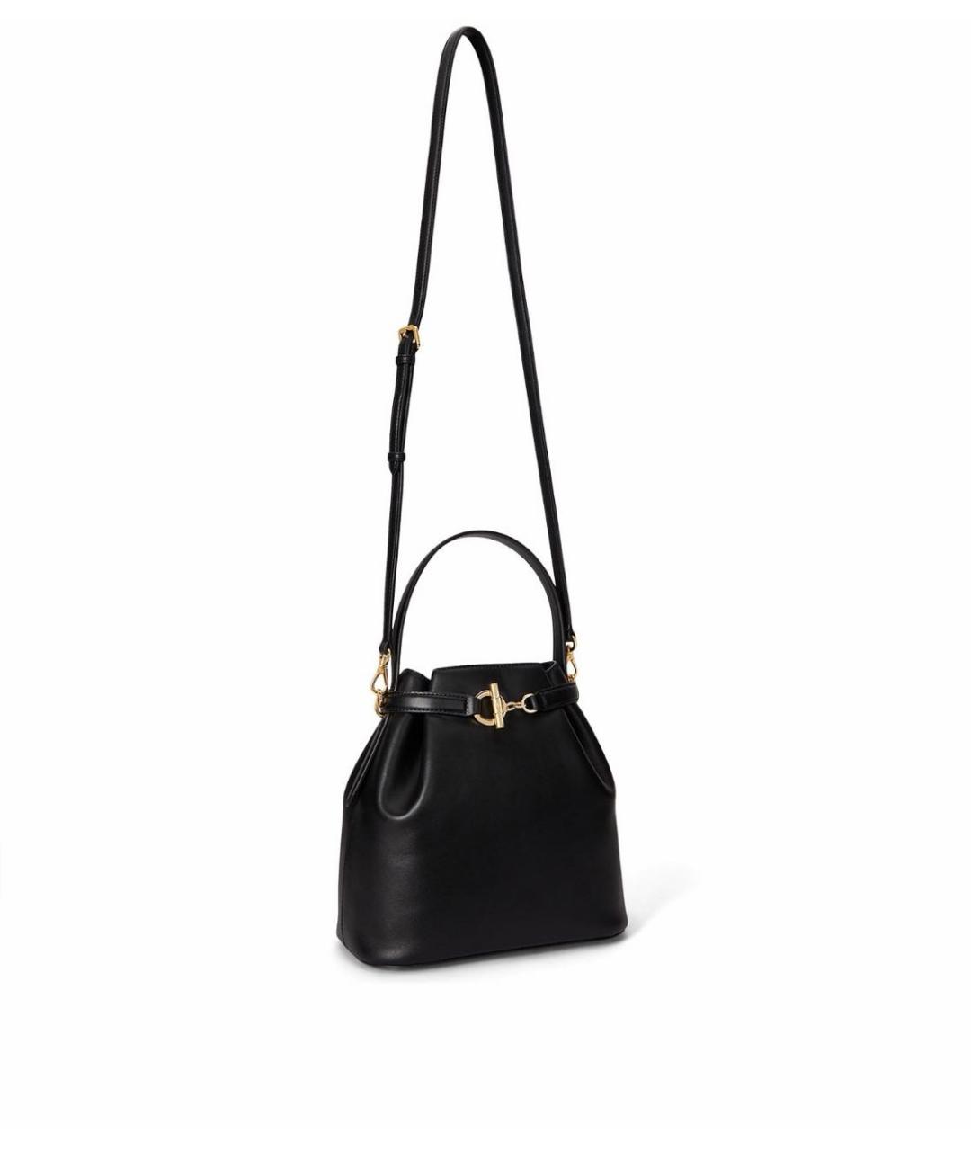 RALPH LAUREN Черная кожаная сумка через плечо, фото 2