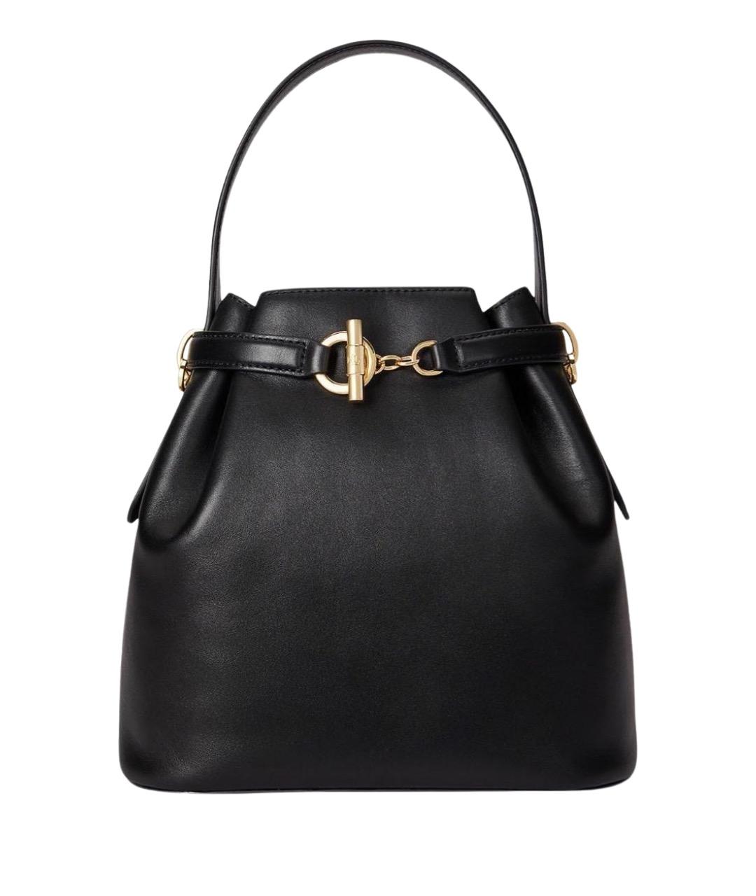 RALPH LAUREN Черная кожаная сумка через плечо, фото 1