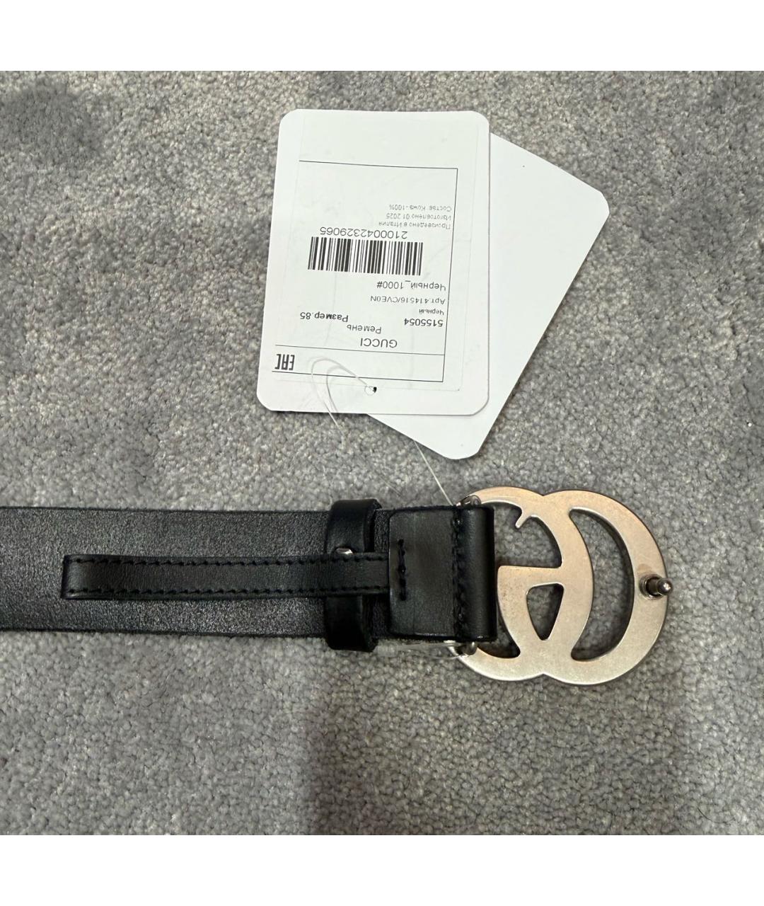 GUCCI Черный кожаный ремень, фото 2