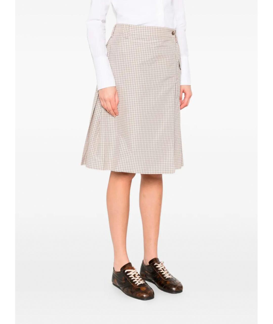 MIU MIU Бежевая полиамидовая юбка миди, фото 3