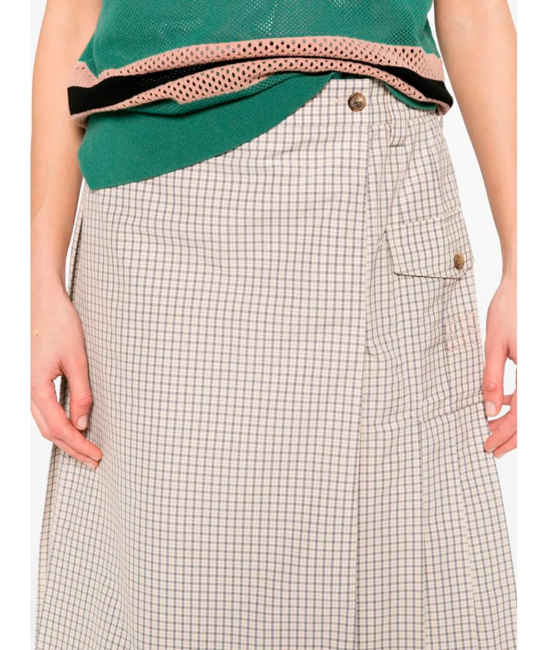 MIU MIU Бежевая полиамидовая юбка миди, фото 5