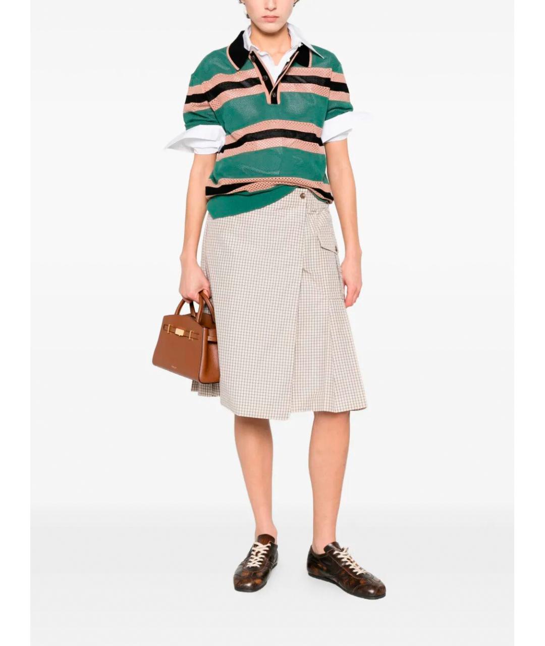 MIU MIU Бежевая полиамидовая юбка миди, фото 2