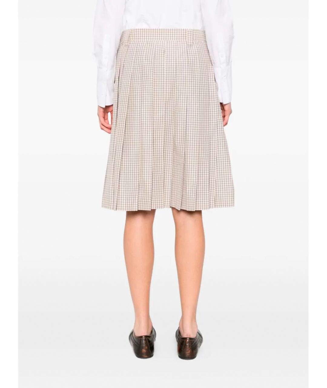 MIU MIU Бежевая полиамидовая юбка миди, фото 4